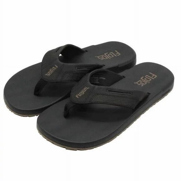 Flojos Men's Flip Flops Sandals Shoes Black, Size 9 (New) - Picture 2 of 9